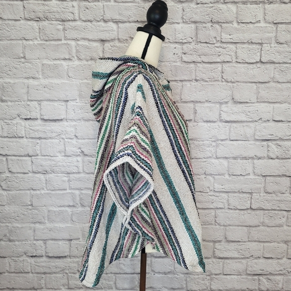 Baja Joe Hoodie Poncho Hoodie Multicolored Front Kangaroo Pocket Size S/M - Picture 4 of 9